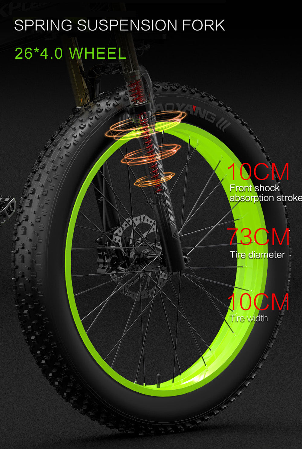 XT750Plus 1000W Powerful Electric Fat Tire Bike, 5 Poziom Pedal Assist, 48V 14,5A/17.5A. Duża Bateria Capacity Lithium przyjmuje zwodzenie podwójnego ramienia