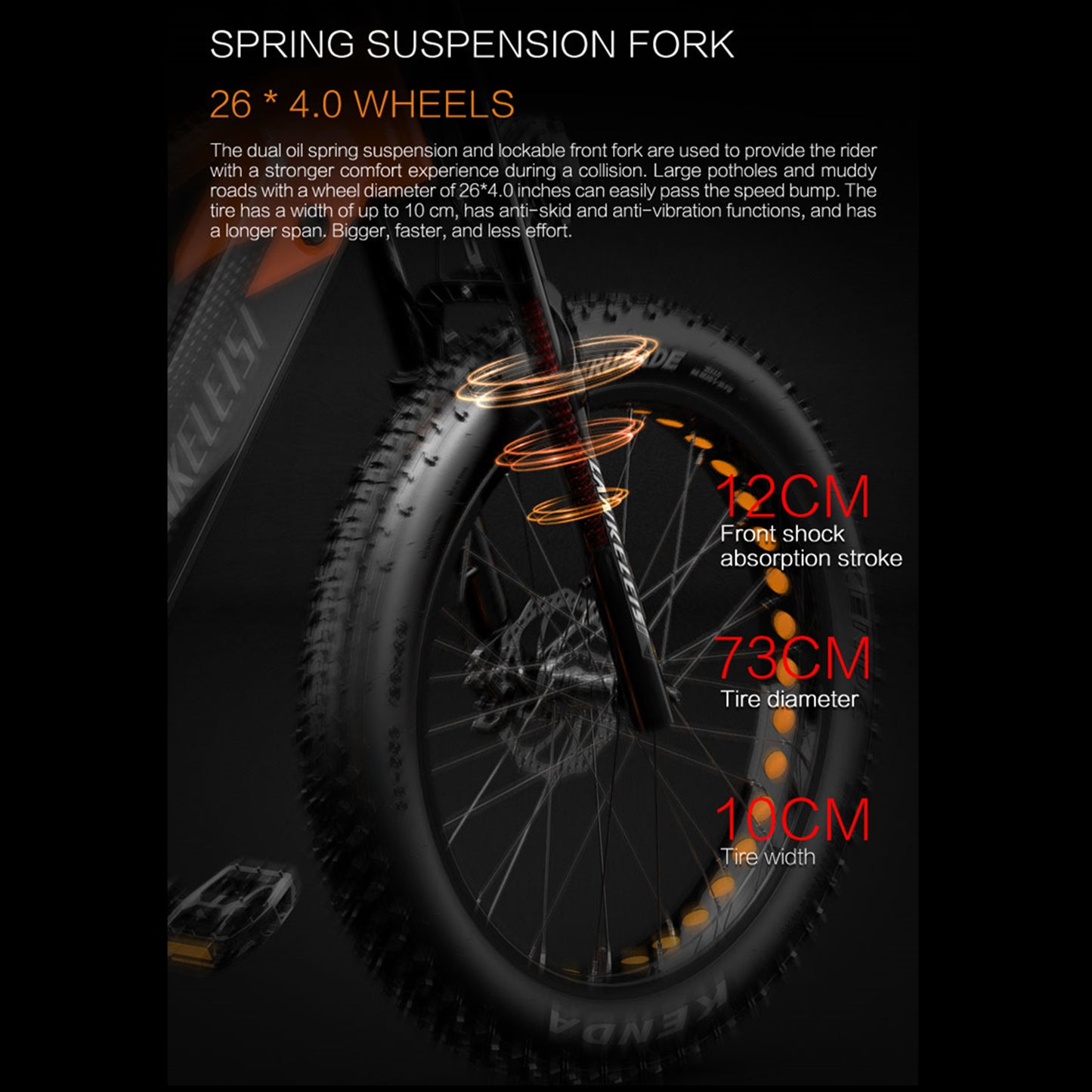 Lankeleisi RV800 PLUS 48V 15Ah Bicicletă electrică la modă 26 inci Sistem de transmisie cu 7 viteze Până la 52 km/h Frână hidraulică pe disc față și spate