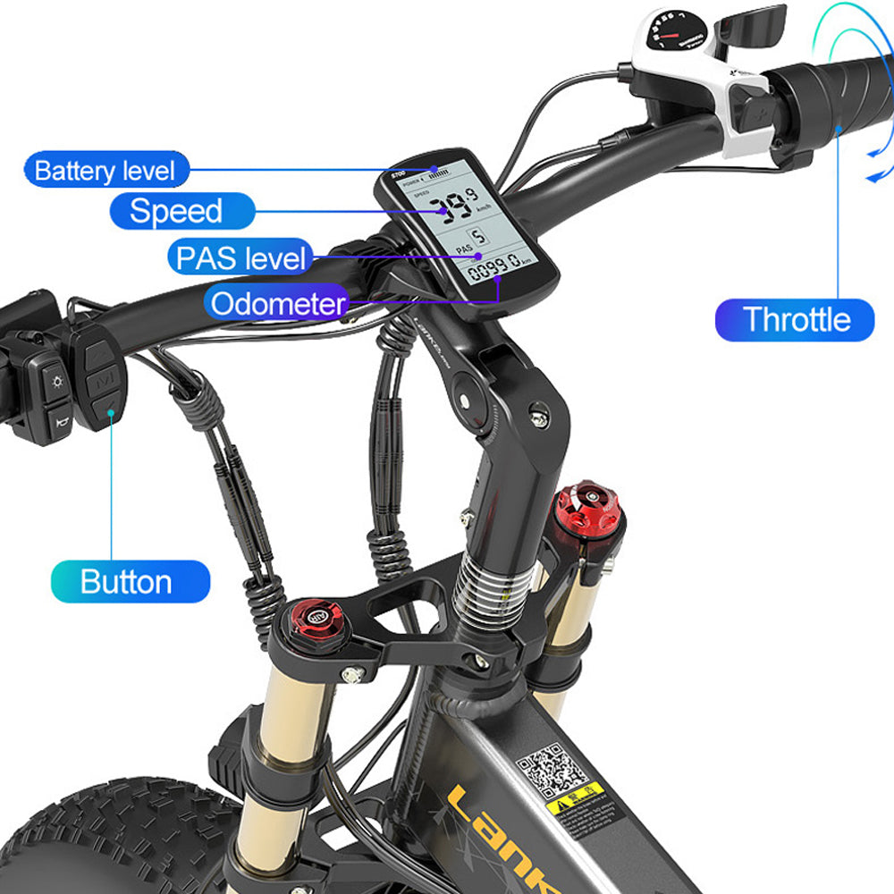 Lankeleis X3000 Folding Mountain Bike, 1000W Motor, Full Suspension, Upgraded Front Fork