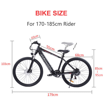 Bicicletă electrică de munte JARONOON F1 de 27,5 inci, motor 500 W 48 V 10 Ah/15 Ah baterie încorporată de mare capacitate, furcă cu suspensie cu arc ulei, frână cu disc hidraulic