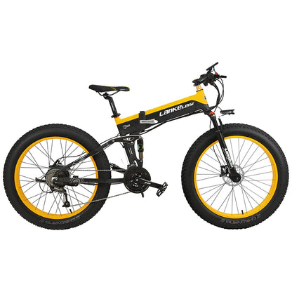 Lankeleisi T750plus 1000W 5-Grade Pedal Assist Power System Electric Fat Tire Bike, 26*4.0 Snow Tire Wheel, Både Disc Brake,Built-In Large Capacity Removable Battery,27 Speeds