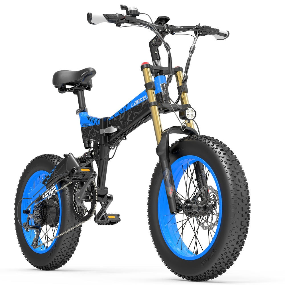 Lankeleisi X3000plus Luftfront gaffel 20 tum 4.0 Fat Tire Snow Bike, Folding Mountain Bike, 1000W Motor, Full Suspension, Uppgraderad Front Fork