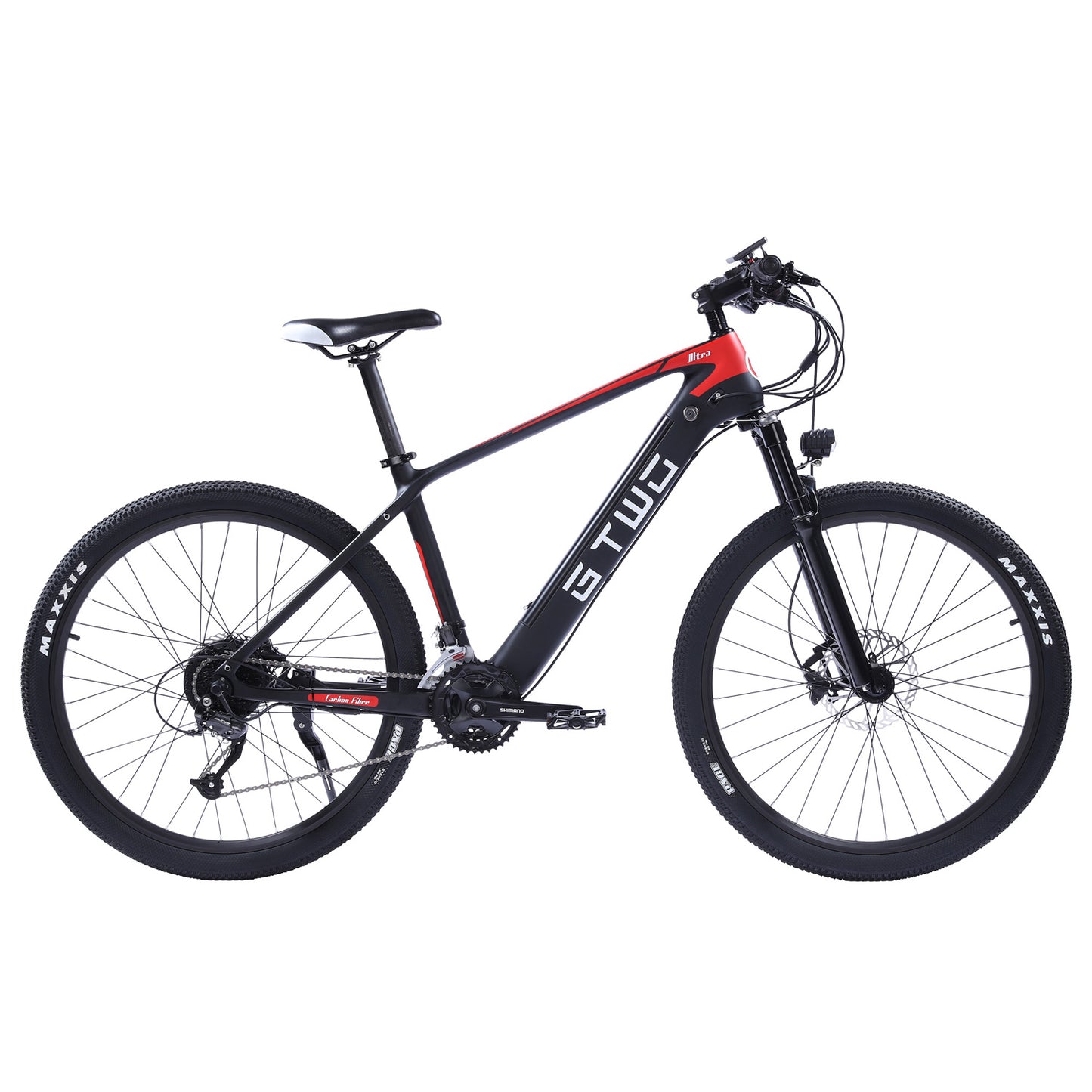 27.5 Inch Electric Carbon Fiber Bike, adpopt 350W / 500W Motor, Air Shock Absorber Front Fork, 27 Speed Mountain Bicycle